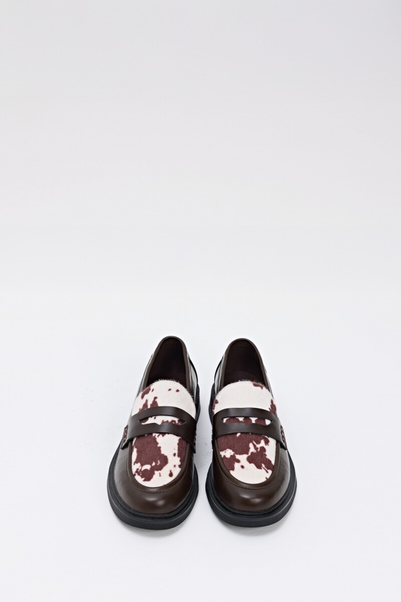 Mocasín eco piel vaca chocolate