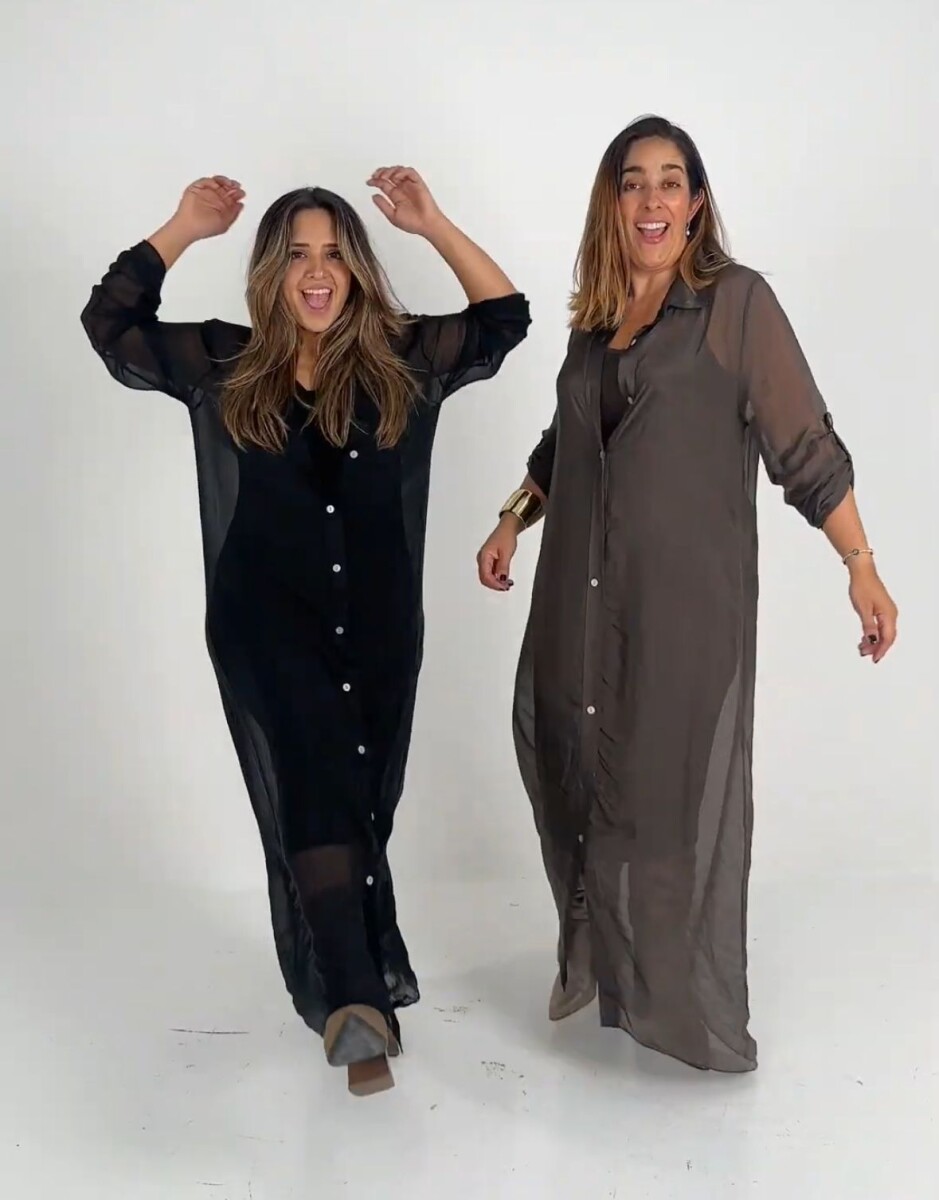 Vestido de gasa - Marrón 