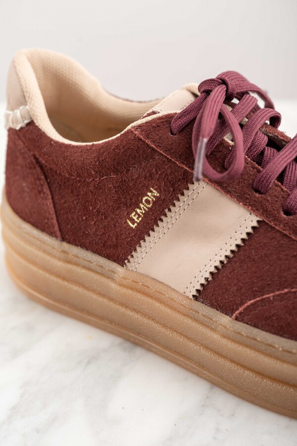 Zapatilla Combinada Bordo