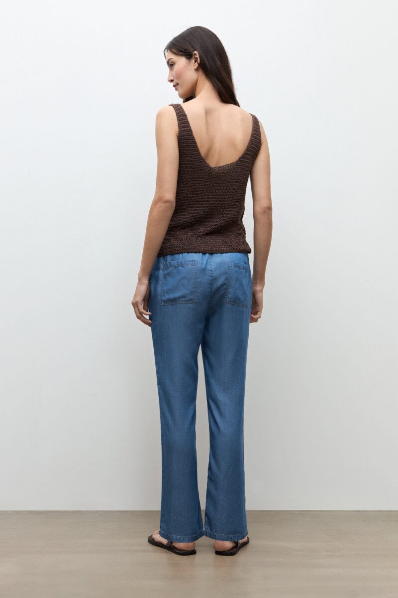 Pantalon recto Lyocell jean medio