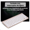 Combo de Teclado y Mouse Inalámbrico Slim Dorado
