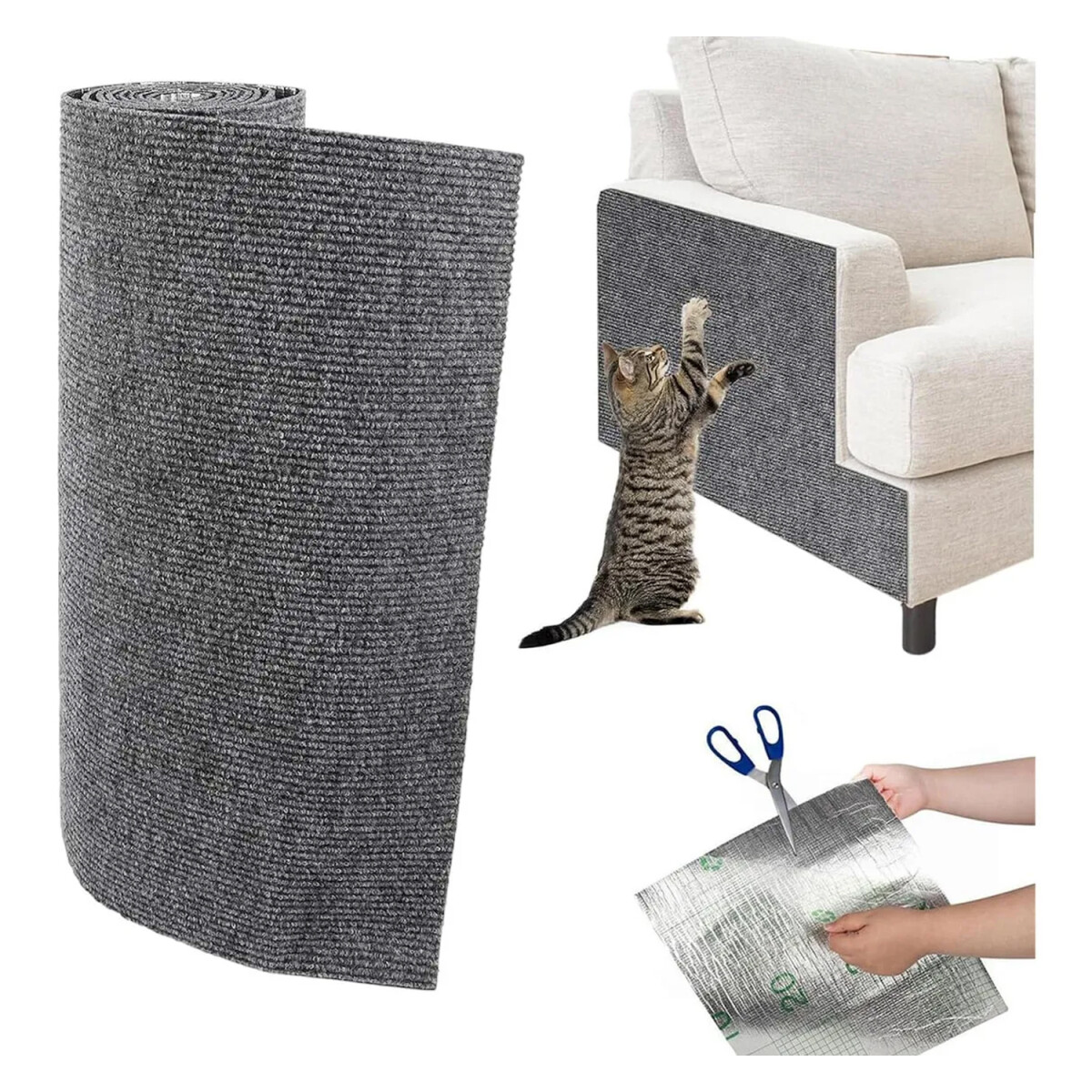 Set X5 Rascadores P/Gato Adhesivo 100x30cm Protector Muebles - Gris 
