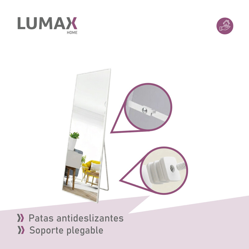 Espejo De Pie Lumax Rox Marco Rectangular 80 x 180cm Blanco