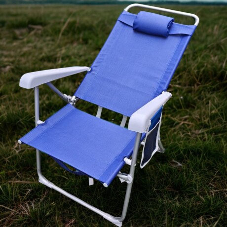Silla Reposera de Playa Tipo Mochila con Almohada y Bolsillo Azul Claro