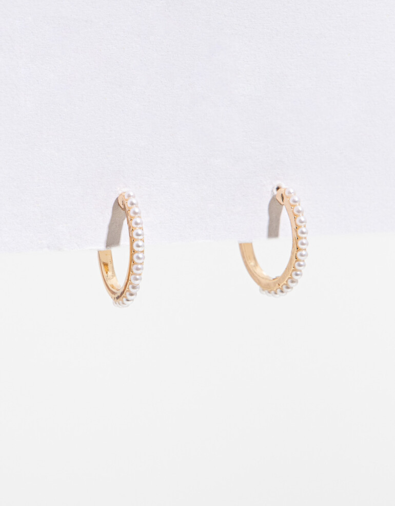 Aros Argollas Perla Argollas Con Perlas - Dorado