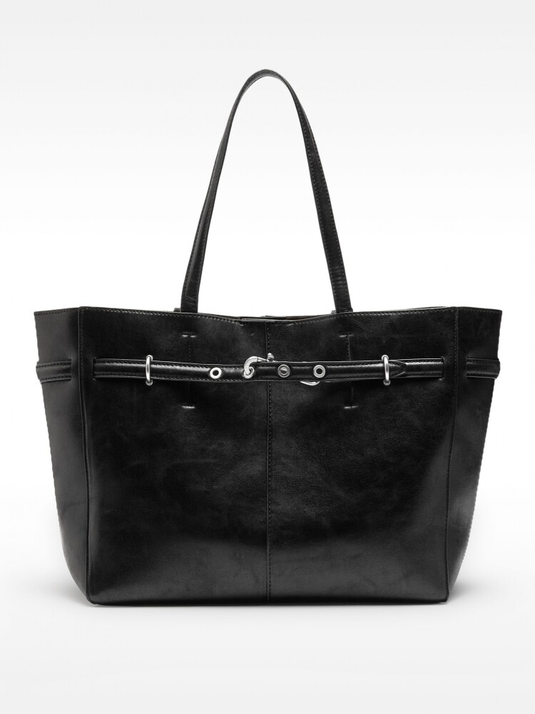Bolso Shopper Efecto Craquelado negro