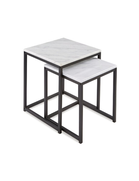 SET 2 MESAS METAL/MARMOL BLANCO Y NEGRO 45x45x52CM 40X40X45CM SET 2 MESAS METAL/MARMOL BLANCO Y NEGRO 45x45x52CM 40X40X45CM