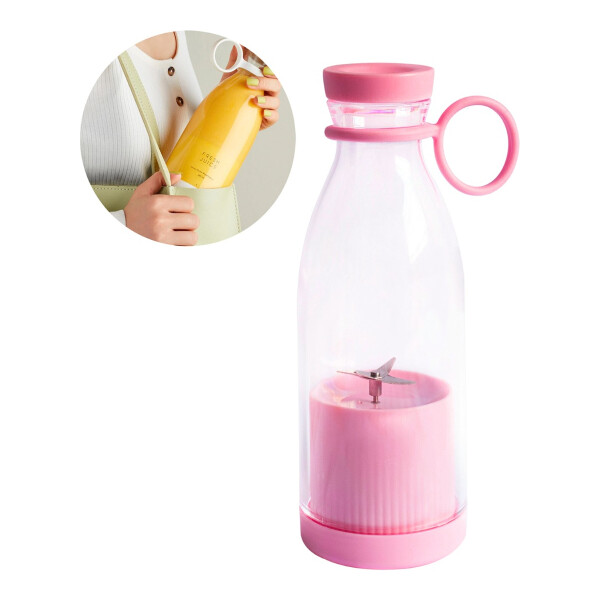 Licuadora Portátil Recargable Botella Con Agarre Usb Jugo Variante Color Rosa