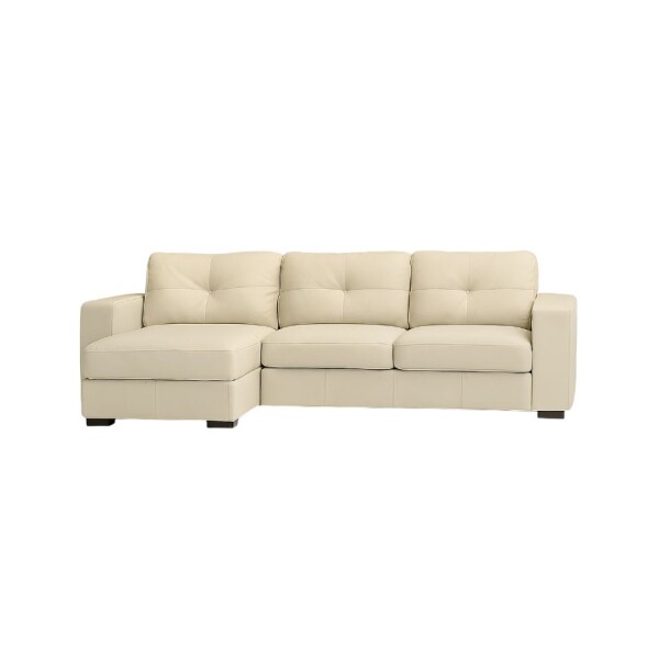 SOFA DOMINI 3 CUERPOS + CHAISE - TAPIZADO EN CUERO VACUNO COLOR PERLA SOFA DOMINI 3 CUERPOS + CHAISE - TAPIZADO EN CUERO VACUNO COLOR PERLA