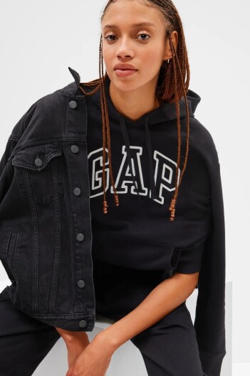 Canguro Logo Gap Con Felpa Mujer True Black V2