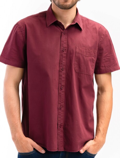 Camisa Algodón con Bolsillo Barcelona Bordo