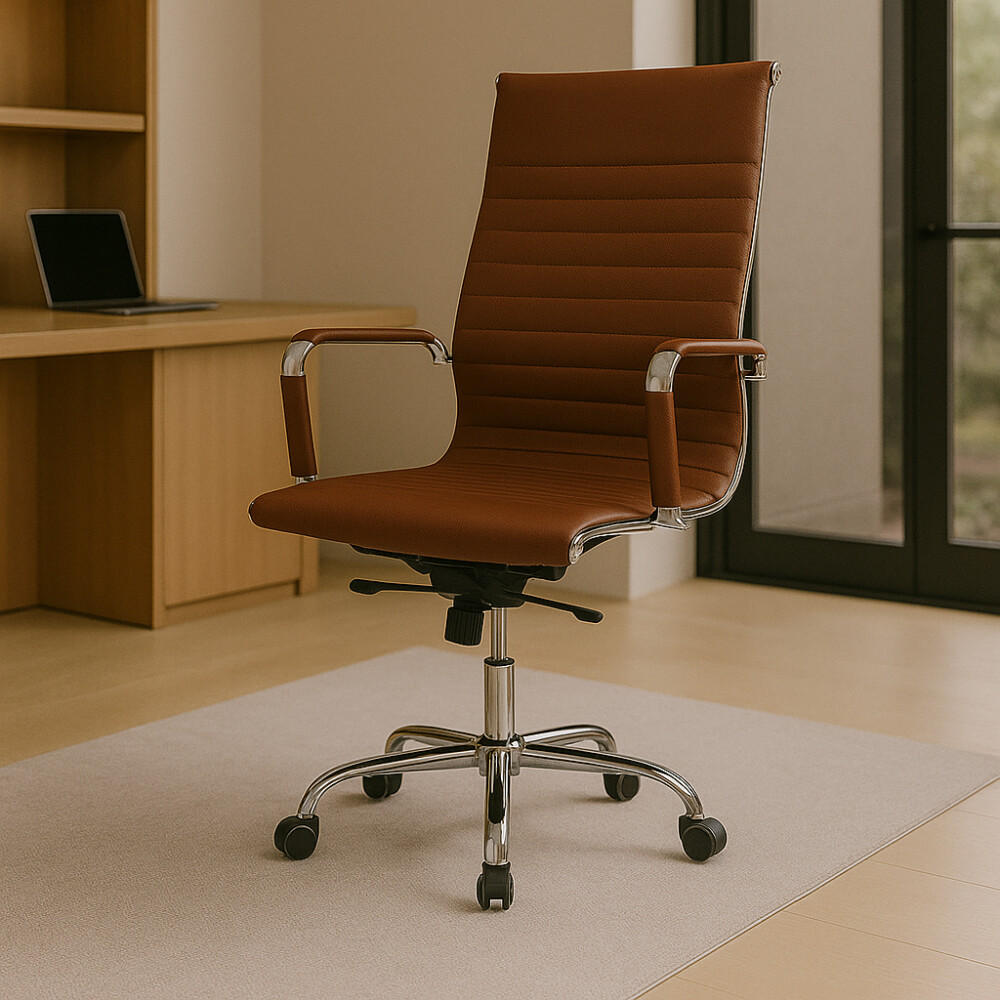 Silla de oficina giratoria eco cuero Marrón
