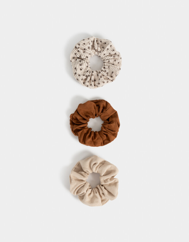 Skunzies Set por 3 Set De Scrunchies - Marron Medio