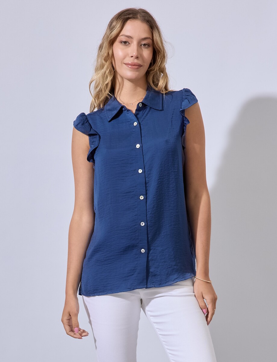 Camisa Gasa Saten - Azul 