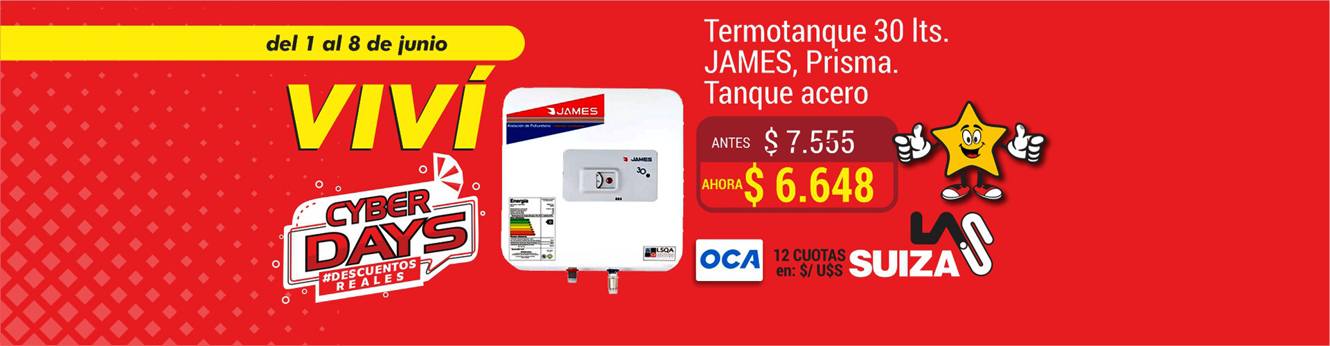 Termotanque 30 lts James