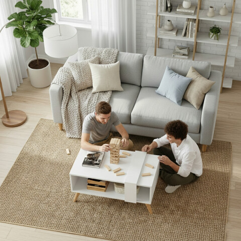 Mesa Ratona de Centro Retro Scandi MDP 15mm – Blanco con Patas Nordik Mesa Ratona de Centro Retro Scandi MDP 15mm – Blanco con Patas Nordik