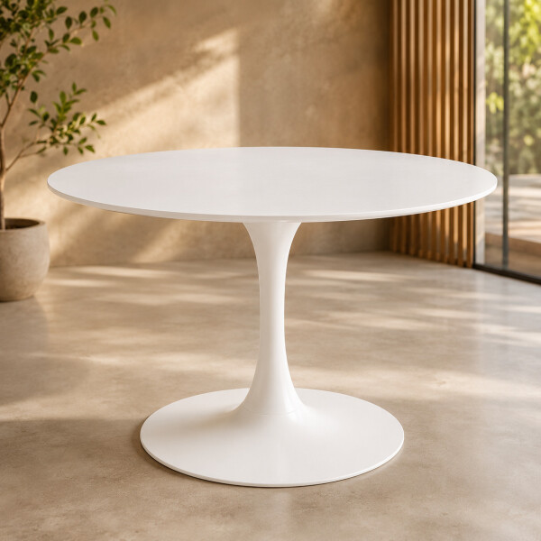 Mesa Comedor ComboHome Tulip Redonda Laqueada 90cm Premium Blanco 1