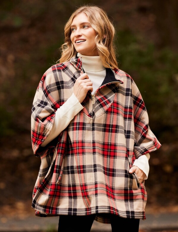 Poncho Zip MULTI/ROJO