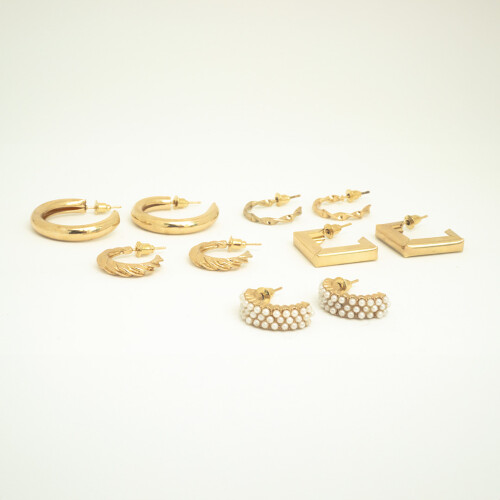 SET 5 AROS DISEÃƒâ€˜OS SURTIDOS DORADOS