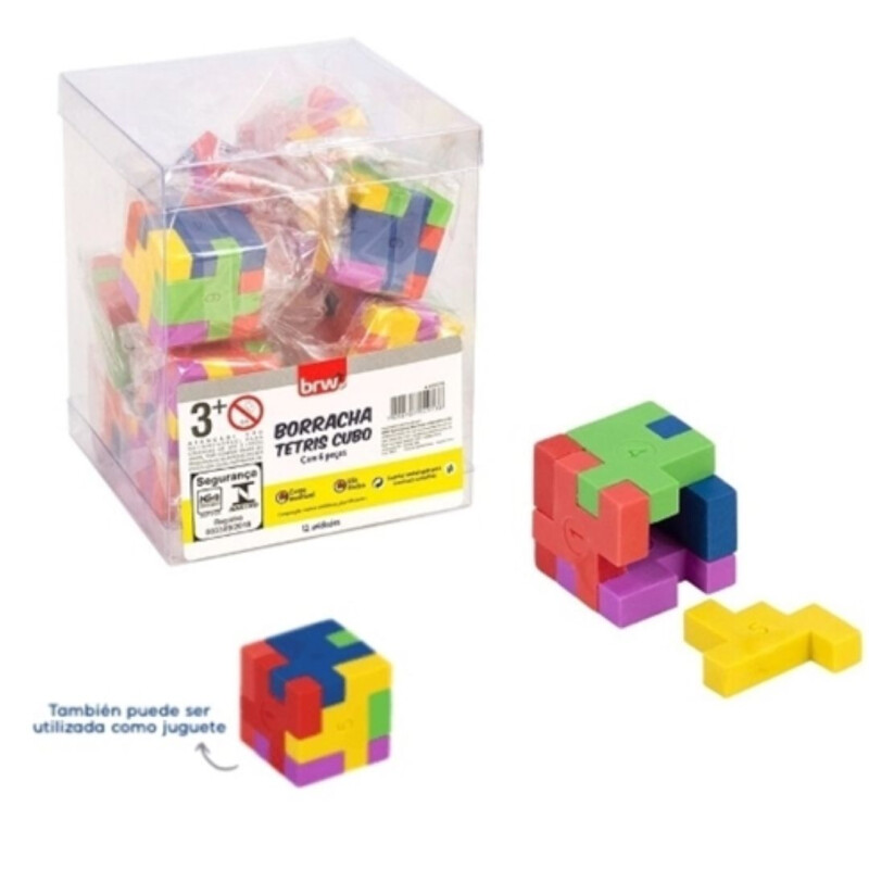 Brw goma de borrar cubo tetris -pote c/12 unidades Brw Goma De Borrar Cubo Tetris -pote C/12 Unidades