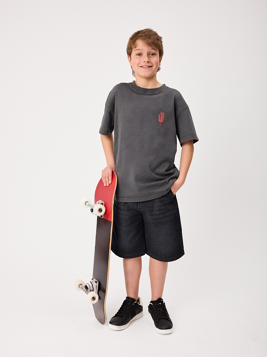T-SHIRT M/C PALITO TEEN DIXIE Gris Oscuro
