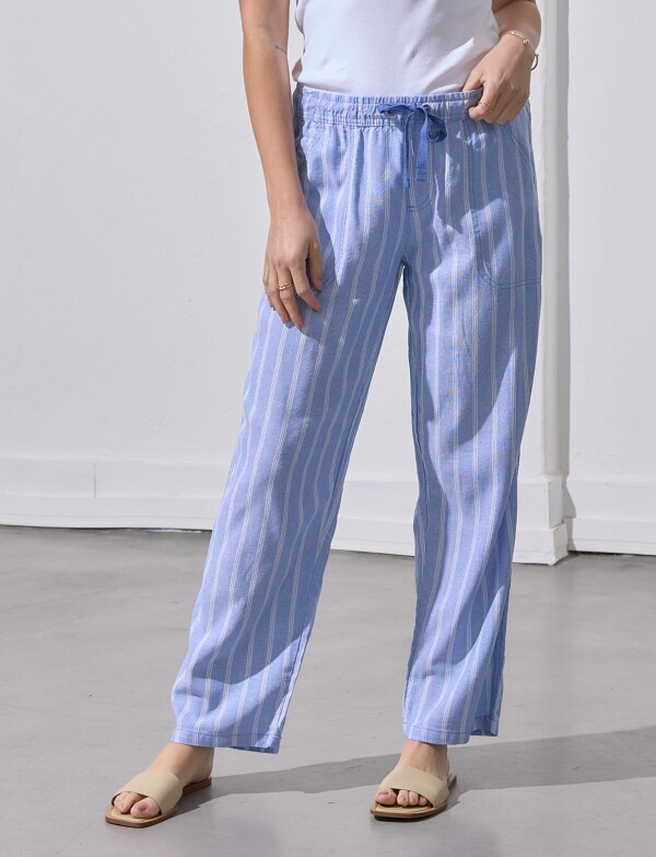 Pantalon Lino CELESTE
