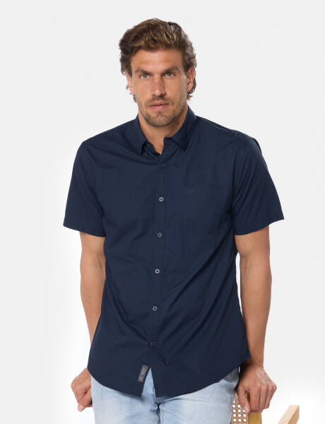 CAMISA LISA DE ALGODÓN Azul