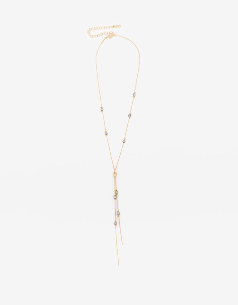 Collares Largos Perla Collar Largo Corbatero Perla Sintética - Dorado