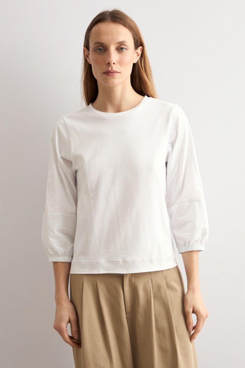 Remera mangas poplin blanco