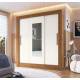 Placard Ropero 3 Puertas Corredizas Dormitorio Con Espejo Marrón