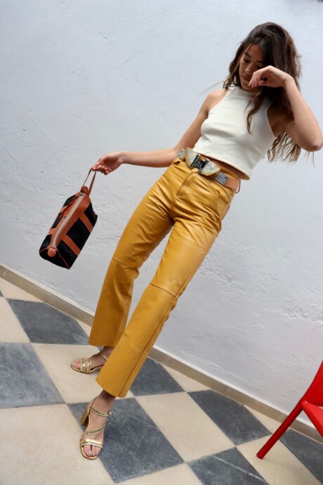 Crawford leather jeans Mostaza