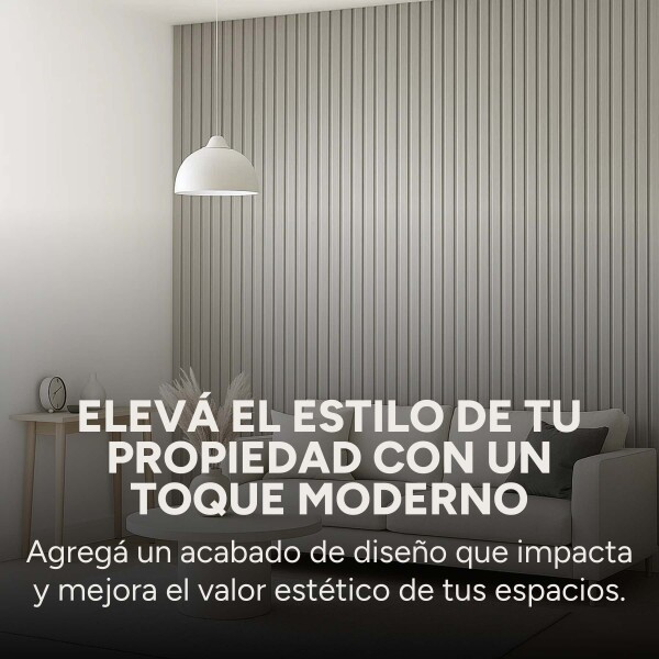 Pack x100 Wpc Simil Madera Wall Panel Lambrin 2.90m x 16.7cm Color Gris Claro