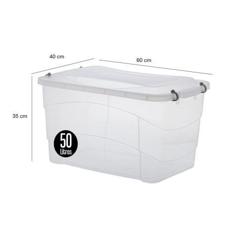 Caja Organizadora Plástica c/ Tapa y Trabas Pratic Box 50Lts Transparente