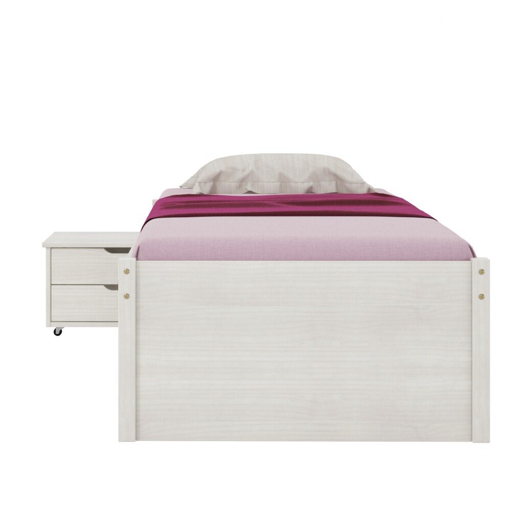 Cama Madera Maciza Con Cajones - 1 plaza - Linea charme Blanco