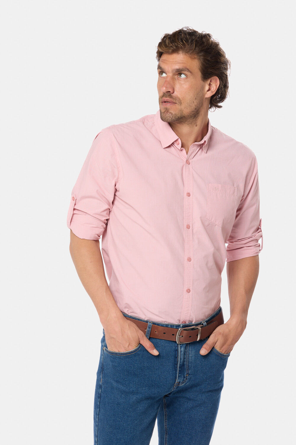 CAMISA CUADROS DE ALGODÓN Rosa