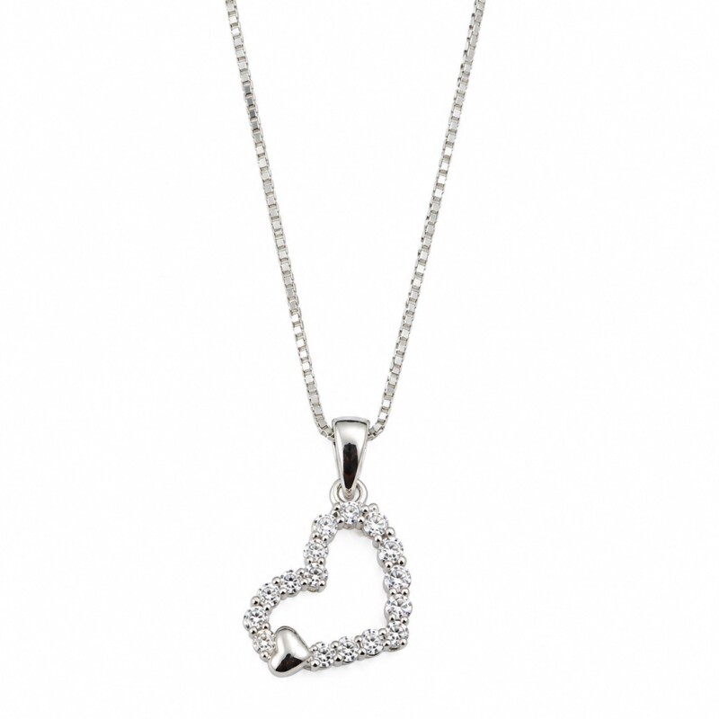 Cadena y colgante corazón con zirconias Cadena y colgante corazón con zirconias
