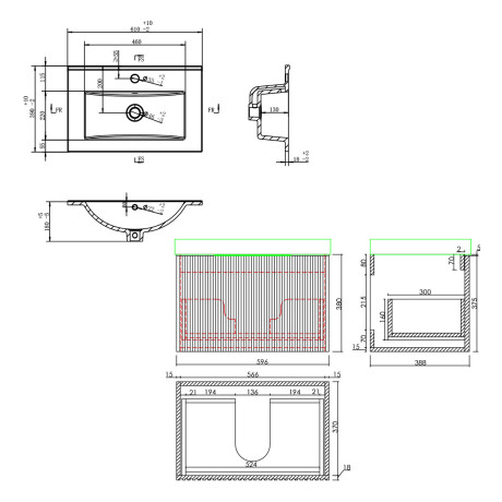 MUEBLE BAÑO EN MDF LAQUEADO 61X39.5X38CM BLANCO MATE C/BACHA LOZA BLANCO