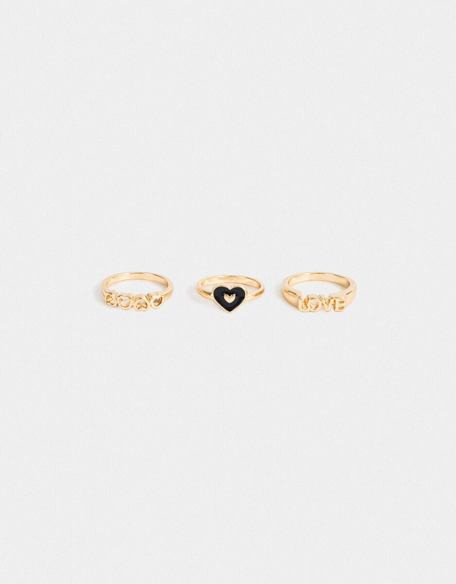 Set De Anillos Con Corazón 