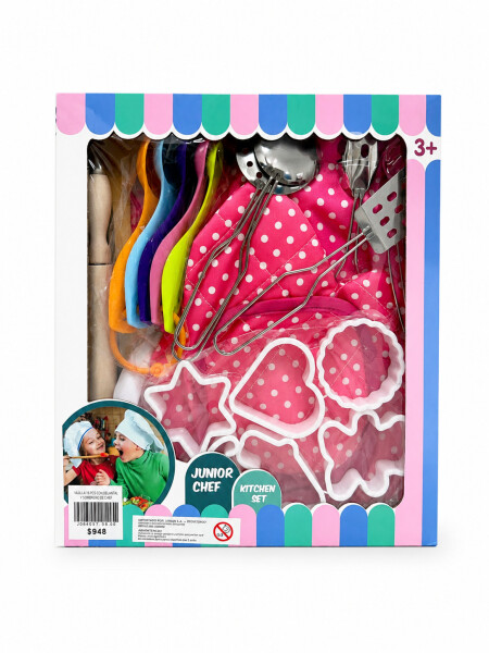 VALIJA 18 PCS CON DELANTAL Y SOMBRERO ROSADO