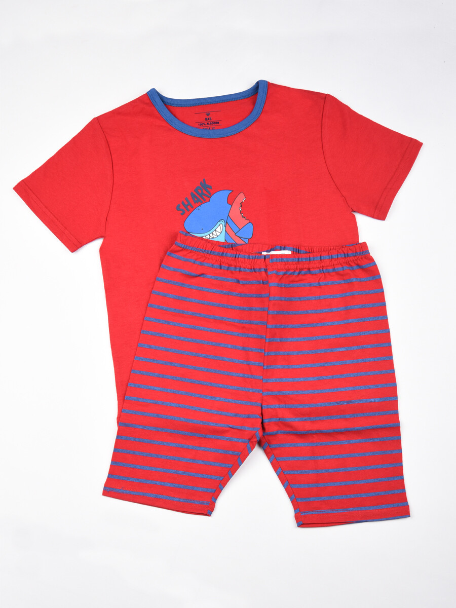 Pijama estampado Tiburón- Talle 10 al 16 - Rojo 