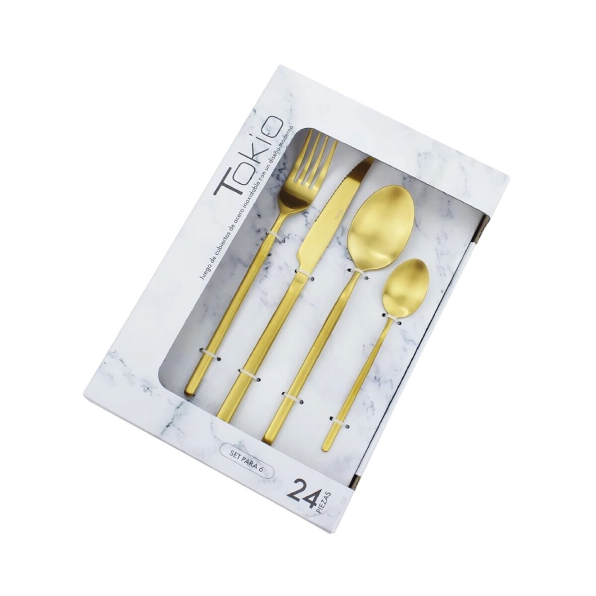 SET 24 PIEZAS CUBIERTO ACERO INOXIDABLE GOLD TOKIO 