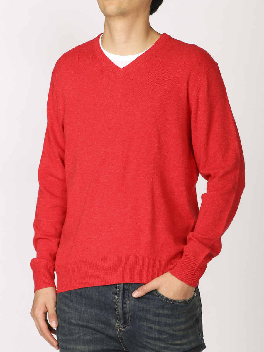 SWEATER V HARRINGTON LABEL - Rojo 