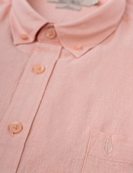 Camisa m/l lino lisa rosado claro