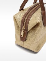 Bolso Tote Efecto Rafia Con Bandolera M dorado
