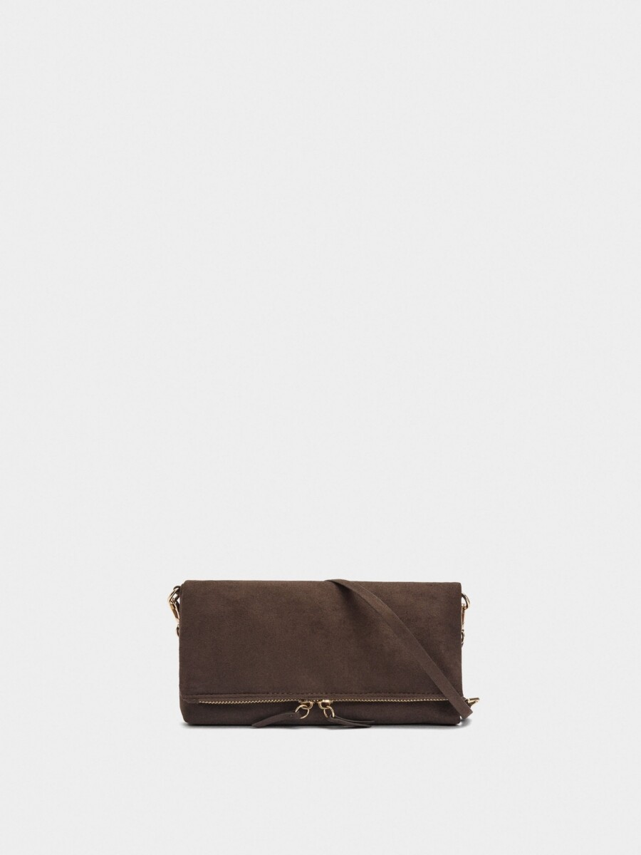 Bolso Bandolera Efecto Piel Con Solapa marron