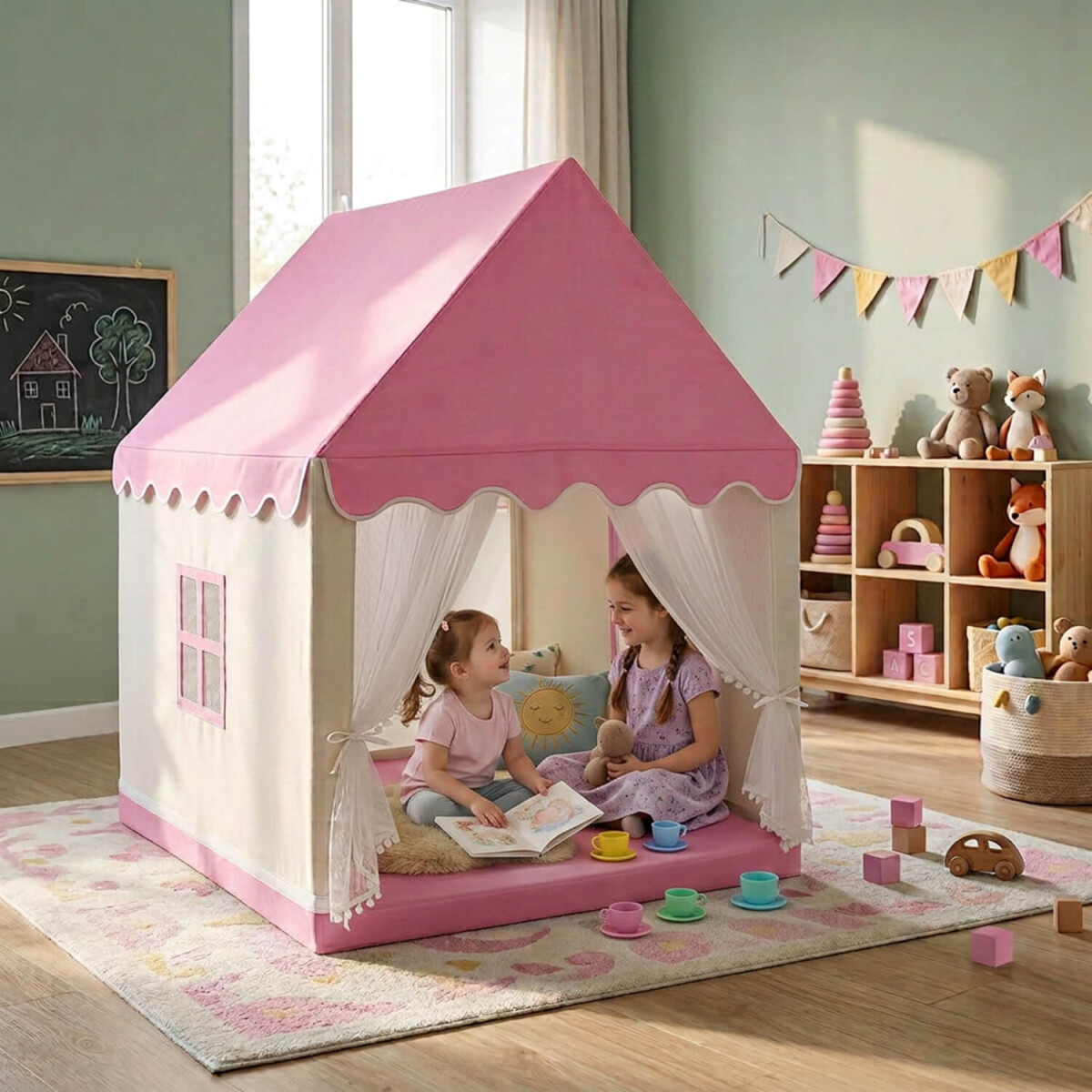 Carpa Casita Para Niños Chicos Casa Ventana Tipi Plegable Imback Color Rosa 