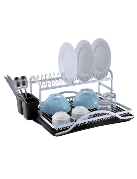 ESCURRIDOR 2 NIVELES C/CUB. ALUM 50x38x22CM NEGRO ESCURRIDOR 2 NIVELES C/CUB. ALUM 50x38x22CM NEGRO