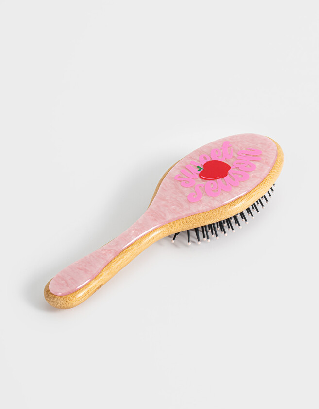 Cepillos y Peines Cepillo Redondo De Bamboo Con Estampa Sweet Season Efecto Marmolado - Combinacion Bicolor