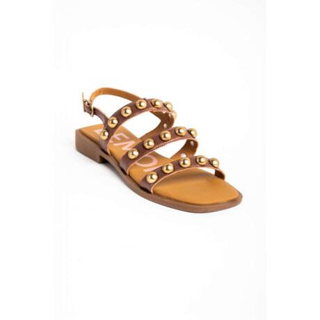 Sandalias De Cuero Con Tachas Burdeos