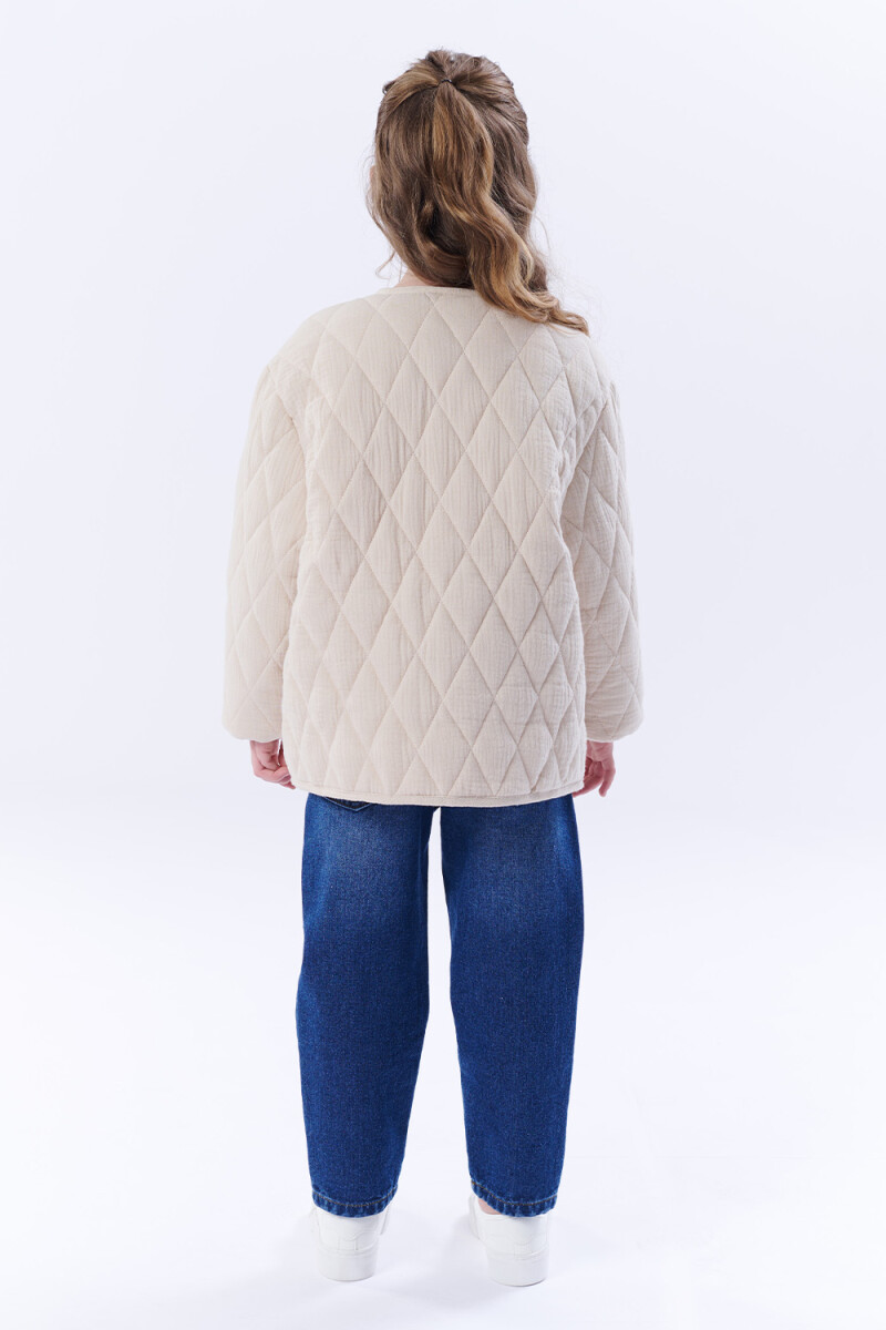 Campera capitoneada estampada Rayas Beige